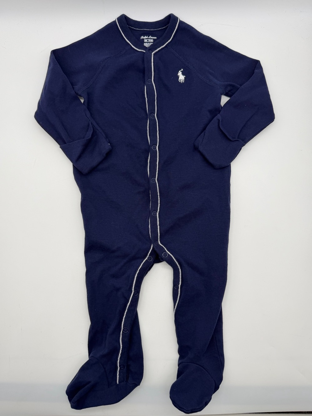 Ralph Lauren Baby Boy Sleeper One Piece Embroidered Pony Size 9M